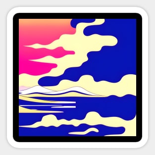 Colorful clouds and mountains. Sticker